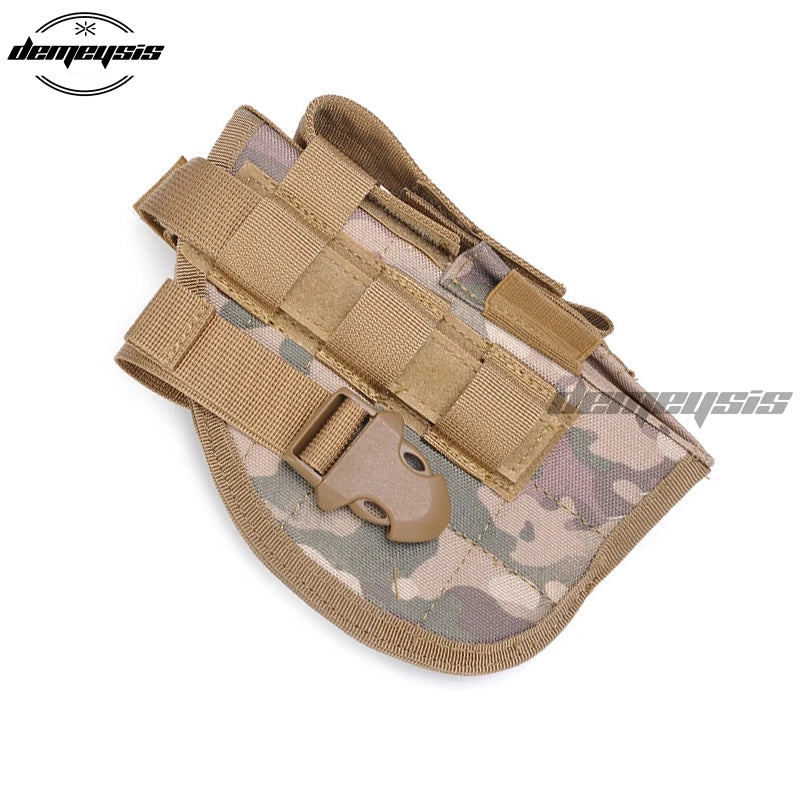 Universal Tactical Gun Holster Right Hand Molle Pistol Holster Combat Airsoft Waist Belt Holster Black tan green multicam