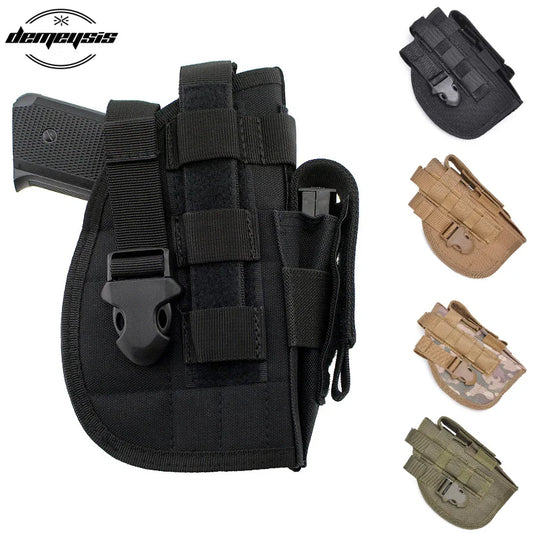 Universal Tactical Gun Holster Right Hand Molle Pistol Holster Combat Airsoft Waist Belt Holster Black tan green multicam