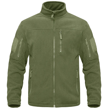 TACVASEN Full Zip Up Tactical Green Fleece Jacket. Thermal & Warm. Mens jacket with Pockets. Perfect Jacket for Hiking, Camping, Fishing and any outdoor activity. Outwear Windbreaker