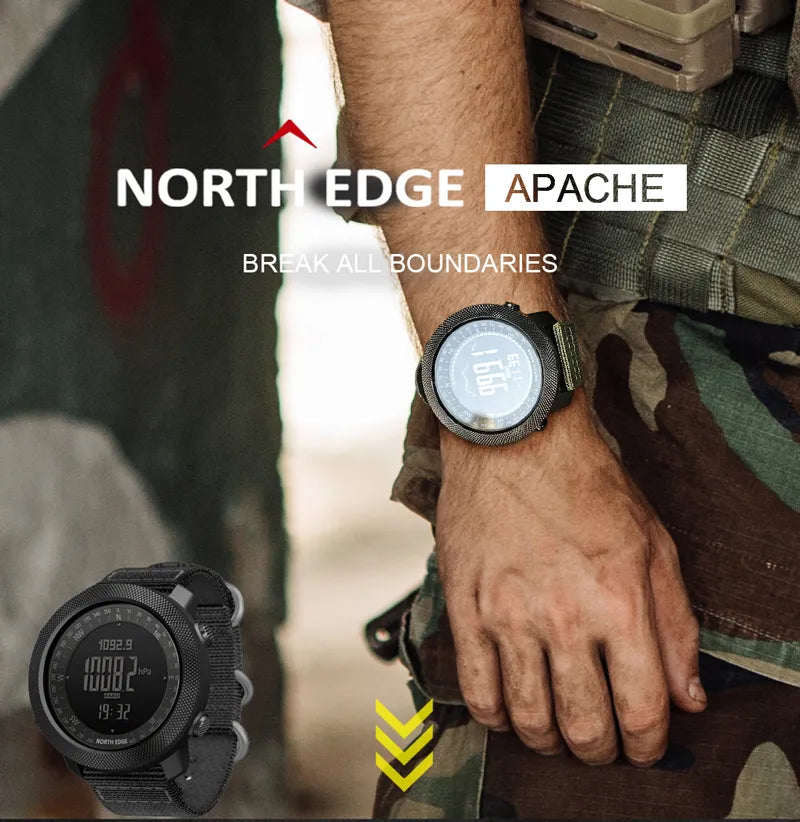 NORTH EDGE Men's sport Digital watch Running Swimming Military Army watches Altimeter Barometer Compass waterproof 50m Wristband