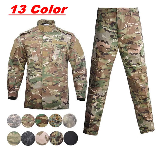 Mens Tactical Uniform, Military Soldier, Special Forces, High Quality Jacket + Pants Set. Perfect for Outdoor Hunting, Camping, Fishing, Range exercises. Camouflage Clothing