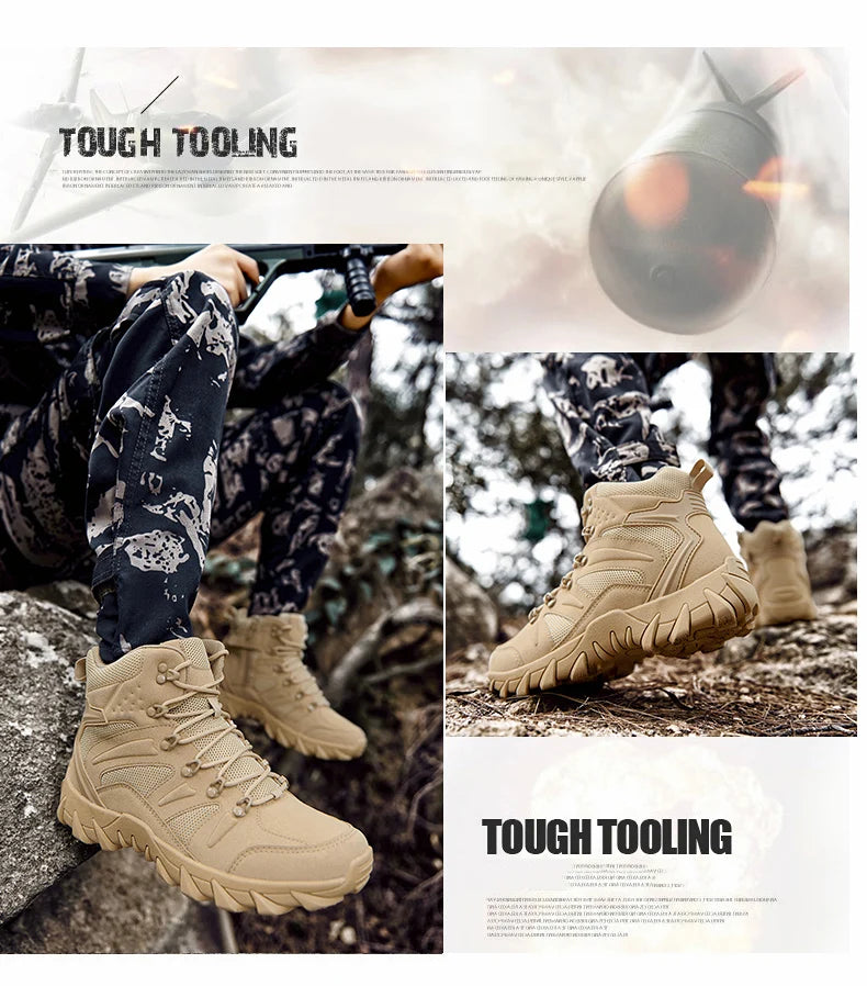 2023 Model, Military Man Tactical Boots, High Quality Desert Combat Boots Men, Leather Outdoor Army Boots Male Lightweight