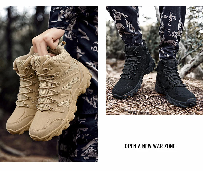 2023 Model, Military Man Tactical Boots, High Quality Desert Combat Boots Men, Leather Outdoor Army Boots Male Lightweight