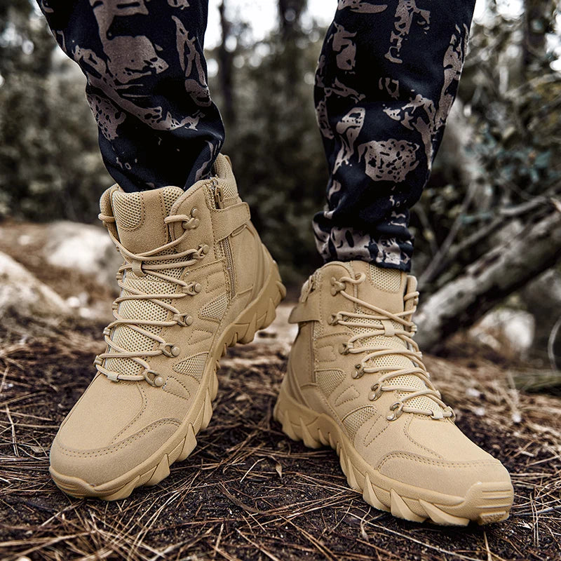 2023 Model, Military Man Tactical Boots, High Quality Desert Combat Boots Men, Leather Outdoor Army Boots Male Lightweight